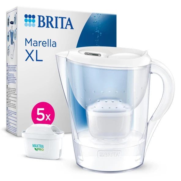 BRITA Marella XL 5x Maxtra Pro ALL-IN-1 Filtreli Su Arıtma Sürahisi – Beyaz (3,5L)