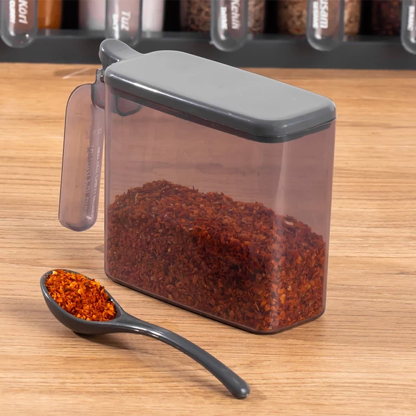Porsima 1182 Simple 6 lı Standlı Kendinden Yapışkanlı Kaşıklı Kapaklı Baharatlık Takımı - Baharatlık Seti - 4