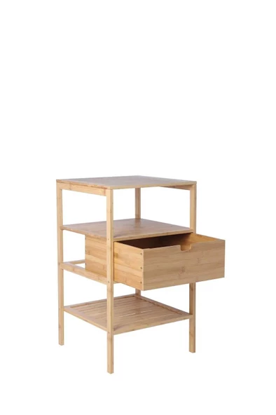 Bambu Çok Amaçlı Komidin Çekmeceli Raf - 3