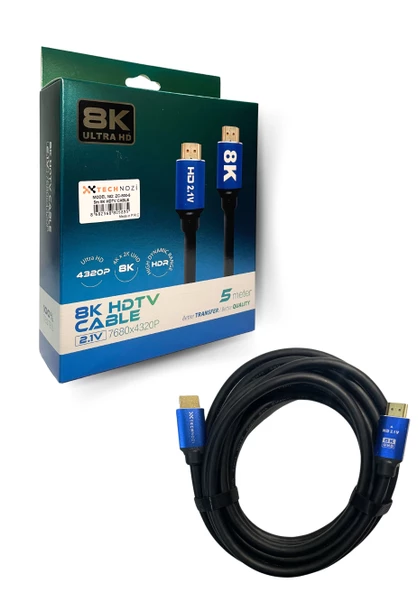 HDTV Premium Yüksek hızlı 8K Ultra HD HDMI 2.1 Ses ve Görüntü Kablosu 5 Metre