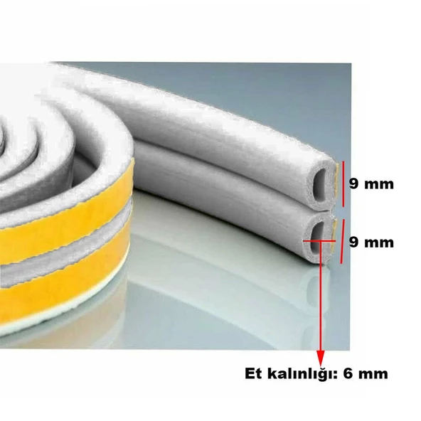 Kapı Pencere Bandı Fitili  Gri Renk Yapışkanlı Beyaz Soğuk Izolasyon Bant 1X2=2 Metre - 3