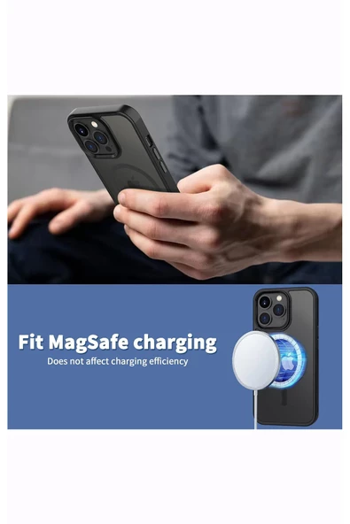 iphone 15 Pro Uyumlu Kılıf Magsafe uyumlu Kamera çıkıntılı Mat Lüx Kapak - 6