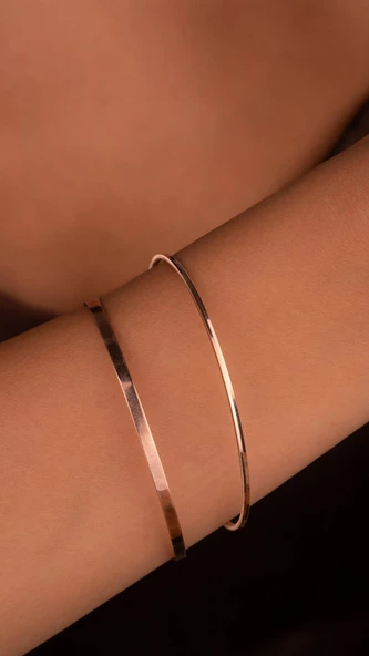 14 Ayar Rose Kibrit Çöpü Bilezik 6,4 cm - 2