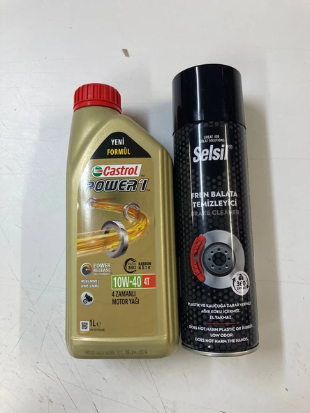 Castrol Power1 10w40 1L (2024 Üretim) + Selsil Balata Spreyi