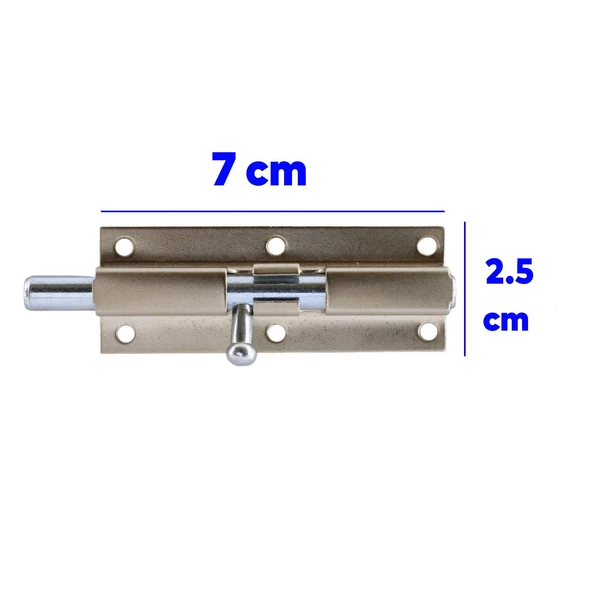 Metal Küçük Mavzer Sürgü Sürgülü Sürgüsü Kilit Saten 25x70 mm Kapı Pencere Emniyet Kilidi - 3