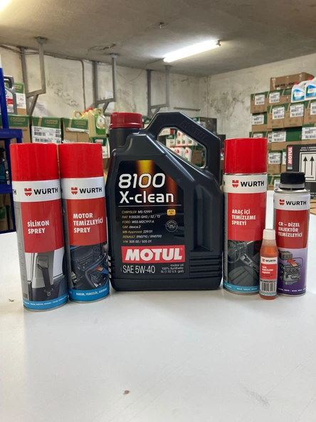 Motul X Clean 5w40 5L (2024 Üretim Tarihli ) + Würth Bakım Temizlik Seti