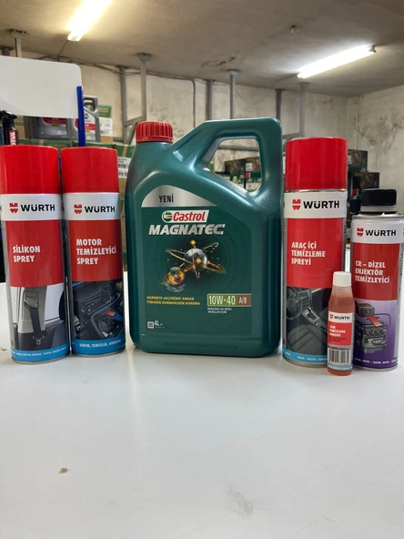 Castrol Maganatec 10w40 4 Litre ( 2024 Üretim ) + Würth Bakım ve Temizlik Seti