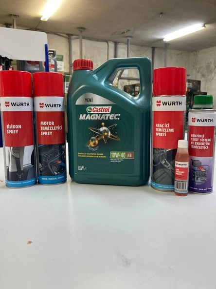 Castrol Maganatec 10w40 4 Litre ( 2024 Üretim ) + Würth Bakım ve Temizlik Seti