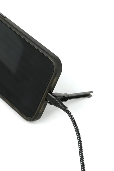 Usb-a To Lightning 27w Hızlı Şarj & Data Kablo - 1.5m Örgülü, Alüminyum Standlı - 2