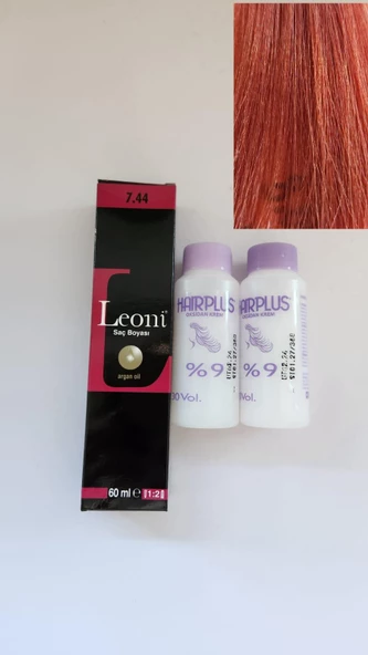 Profesyonel SaçBoyası 7.44 Yoğun Bakır+2 adet Oksidan ürün görseli 1