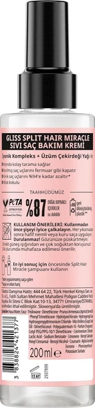 Gliss Sıvı Saç Bakım Kremi Split Hair Miracle Kırık Uçları Mühürleyen İyonik Kompleks ve Üzüm Çekirdeği Yağı ile 200 Ml - 5