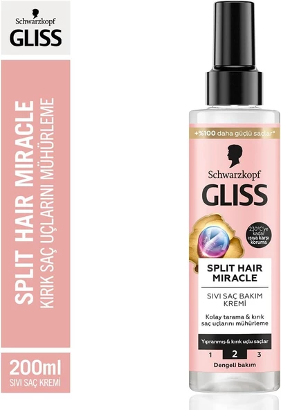 Gliss Sıvı Saç Bakım Kremi Split Hair Miracle Kırık Uçları Mühürleyen İyonik Kompleks ve Üzüm Çekirdeği Yağı ile 200 Ml - 3