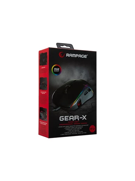 Rampage SMX-R115 GEAR-X 6400dpi RGB 9 Tuşlu Makro Gaming Oyuncu Mouse - 6