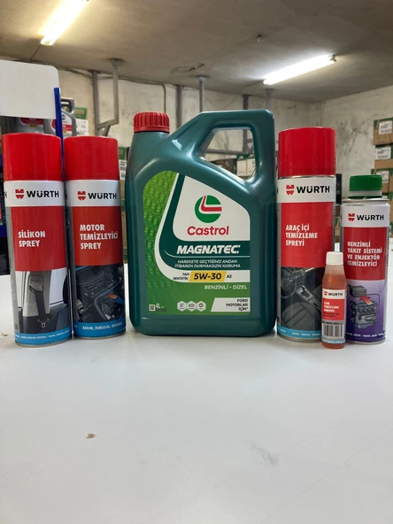 Castrol Maganatec 5w30 A5 4 Litre ( 2024 Üretim ) + Würth Bakım ve Temizlik Seti