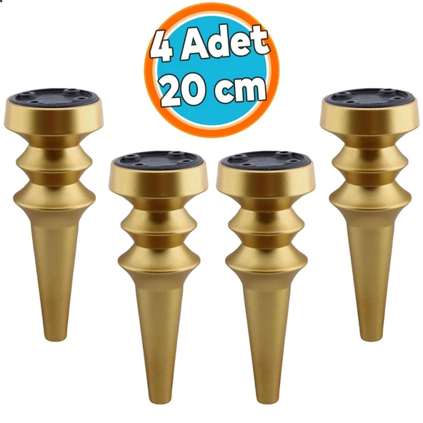 (4 Adet) Mobilya Yükseltici Kanepe Koltuk Tv Ünitesi Baza Ayağı Zigon Orta Sehpası Ayak 20 cm Mat Altın ürün görseli