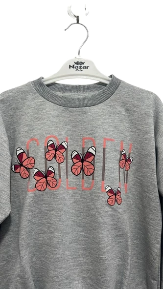 uğurböceğiçocuk Golden Kelebek Yazı Baskılı 2'li Kız Takım 24628 - 2