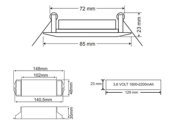 Arsel Spotlite SP-303-5 Acil Aydınlatma Armatürü Kesintide 180 Dak. Yanan 5W LED - 3