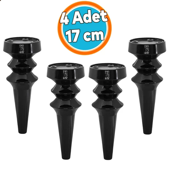 (4Adet) Mobilya Yükseltici Kanepe Koltuk Tv Ünitesi Baza Ayağı Zigon Orta Sehpası Ayak Siyah 17 cm ürün görseli