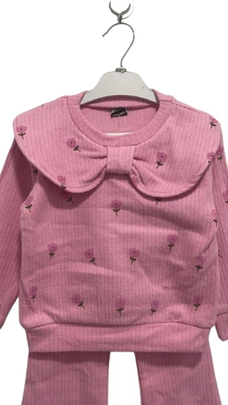 uğurböceğiçocuk Lale Baskılı Bebe Yaka 2'li Kız Çocuk Takım 4926 - 2