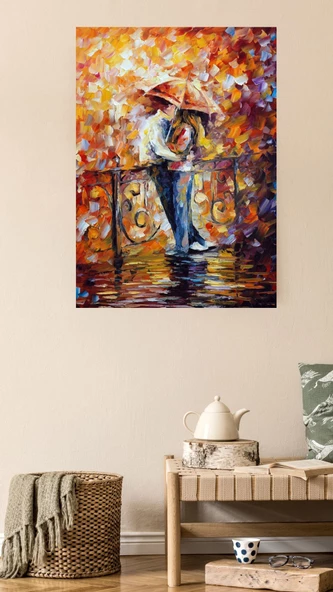 Şemşiye Altındaki Romantik Çift Duvar Sticker 50 x 70 cm - 2