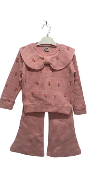 uğurböceğiçocuk Lale Baskılı Bebe Yaka 2'li Kız Çocuk Takım 4926 - 4