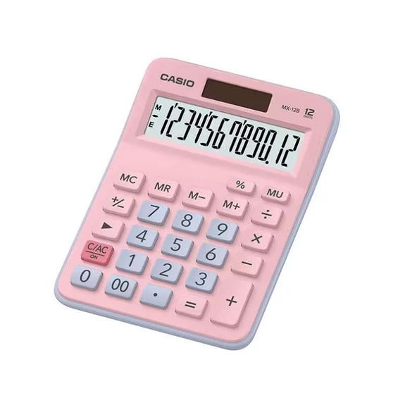 Casio MX-12B-PKLB 12 Haneli Masaüstü Hesap Makinesi. Pembe-Mavi - 2