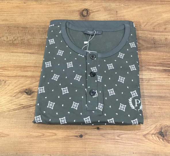 Pijadore Erkek Gri Pamuklu Uzun Kollu Pamuklu Pijama Takımı 1757 - 4