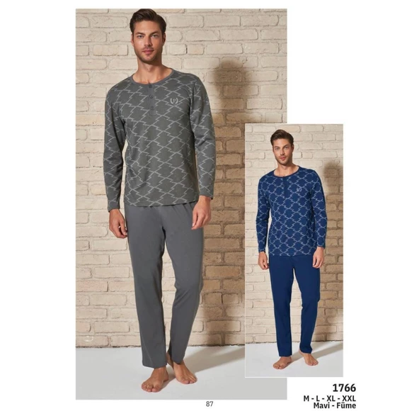 Pijadore Erkek Pamuklu Uzun Kollu Pamuklu Pijama Takımı 1766 - 5