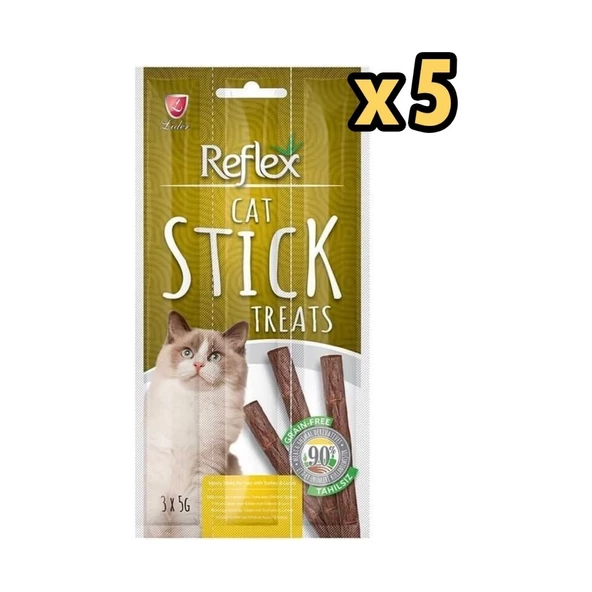 Reflex Hindili Kuzulu Kedi Ödül Çubuğu 5 gr x 3 x 5 Adet