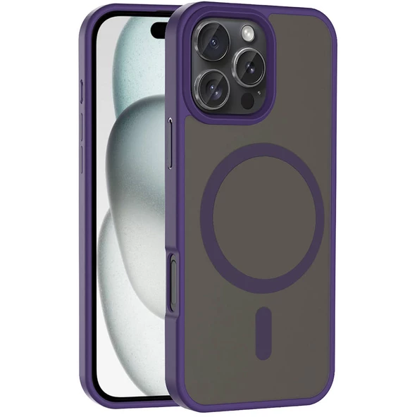 Apple iPhone 16 Pro Max Kılıf Magsafe Şarj Özellikli Mat Arka Yüzey Zore Sio Kapak - Resim 4