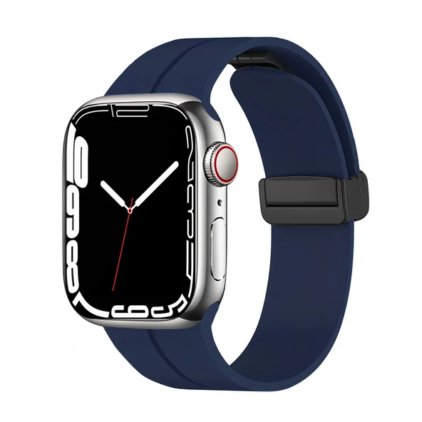 Apple Watch Seri 2/3/4/5/6/7/8/se 38/40/41mm Magnetic Tokalı A+ Kalite Sport Silikon Kordon (KRD-84)