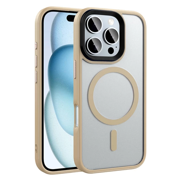Apple iPhone 16 Pro Max Kılıf Mat Arka Yüzey Wireless Şarj Özellikli Zore Flet Magsafe Kapak - 4