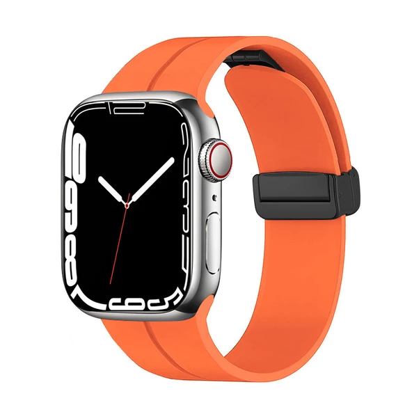 Apple Watch Seri 2/3/4/5/6/7/8/se 42/44/45mm Magnetic Tokalı A+ Kalite Sport Silikon Kordon (KRD-84)