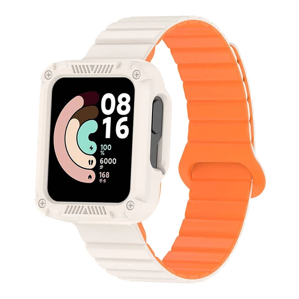 Xiaomi Redmi Watch 2 Silikon Kordon Strap Kayış Parçalı Çizgili Tasarım (KRD-105)