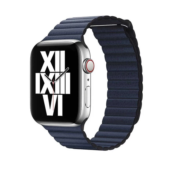 Apple Watch 2/3/4/5/6/7/8/se/nike 38mm Deri Kordon Mıknatıslı Tasarım (KRD-09)