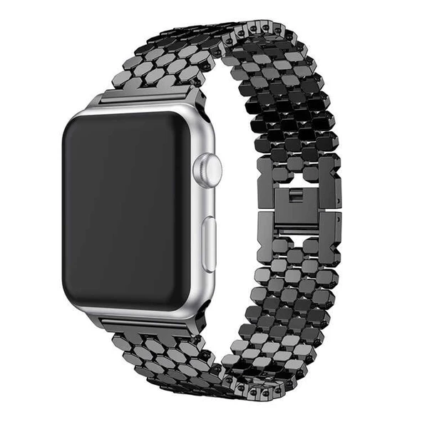 Apple Watch 2/3/4/5/6/7/8/se/nike 38mm 40mm 41mm Metal Kordon Bal Peteği Tasarım (KRD-30)