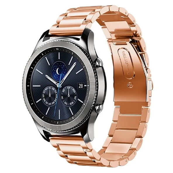 Huawei Watch Gt3 42mm Uyumlu 20mm Metal Kordon Paslanmaz Çelik Baklalı Tasarım (KRD-04)