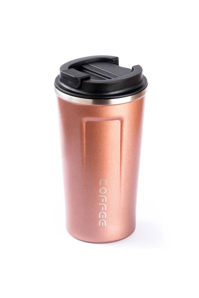 Tantitoni 001-01-PEMBE COFFEE YAZILI PASLANMAZ ÇELİK TERMOS BARDAK 500ML - 2