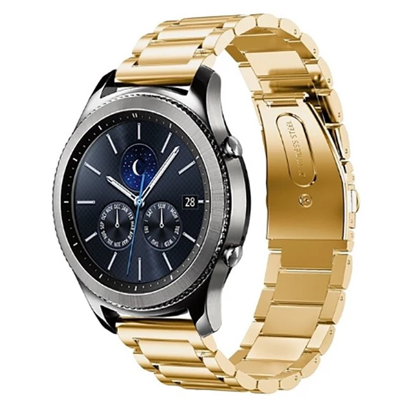 Gear S2 (20mm) Metal Kordon Paslanmaz Çelik Baklalı Tasarım (KRD-04)