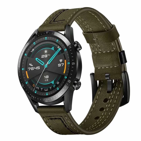 Gear S3 (22mm) Deri Kordon Metal Tokalı Tasarım (KRD-19)