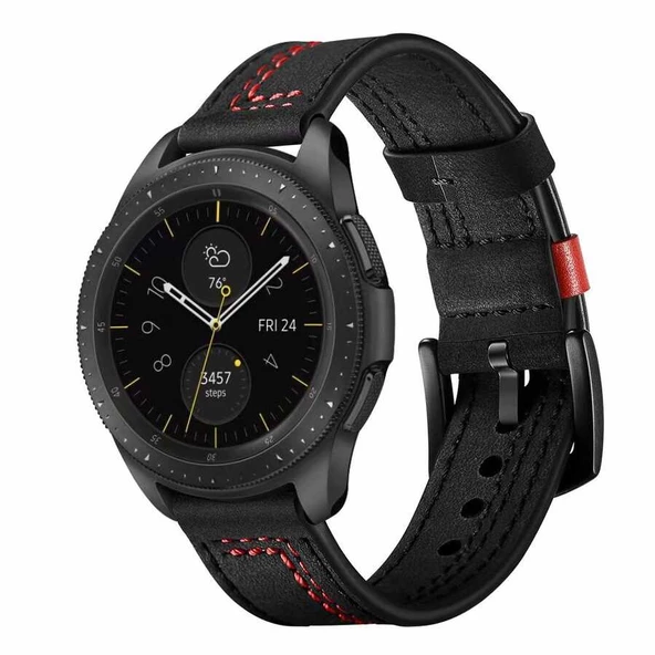 Huawei Watch GT 3 46mm Deri Kordon Metal Tokalı Tasarım (KRD-19)