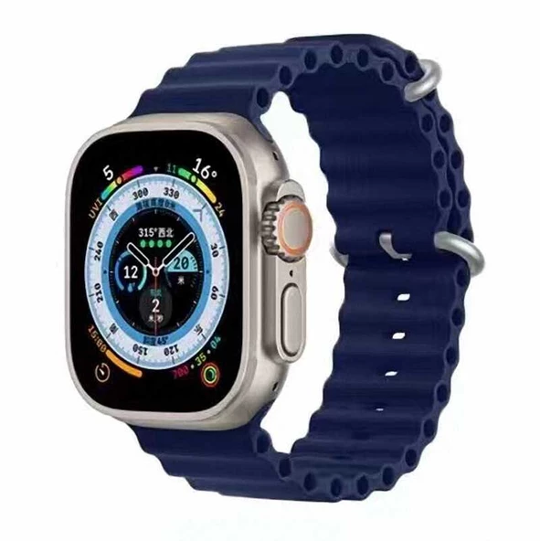 Apple Watch 2/3/4/5/6/7/8/se/ultra/nike 42mm 44mm 45mm 49mm Silikon Kordon Tasarım (KRD-75)