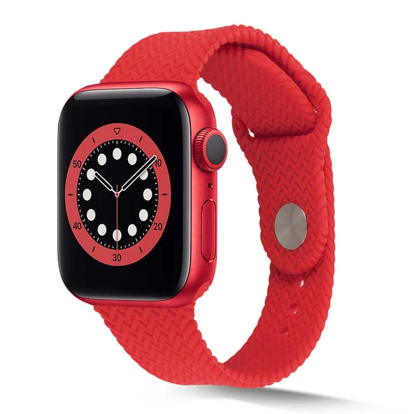 Apple Watch 2/3/4/5/6/7/8/se/nike 38mm 40mm 41mm Silikon Kordon Hasır Tasarım (KRD-37)