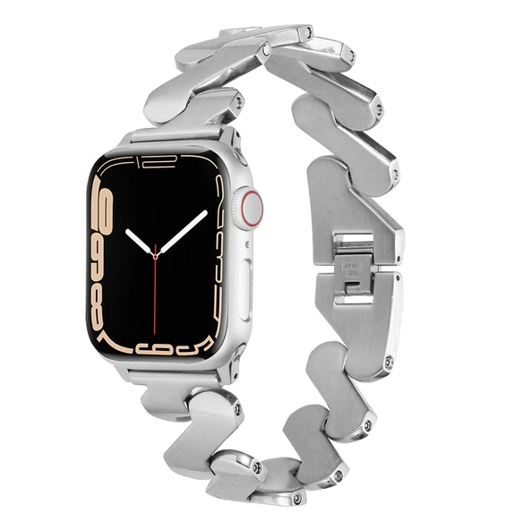 Apple Watch 2/3/4/5/6/7/8/se/ultra/nike 42mm 44mm 45mm 49mm Metal Strap Kordon Tasarım (KRD-80)