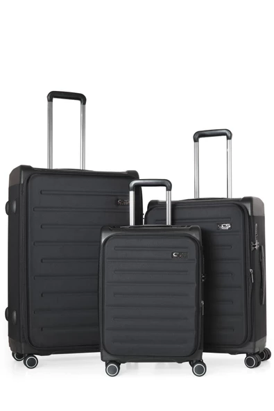 ÇÇS SİYAH Kumaş 3 Lü Valiz Seti-460 ürün görseli