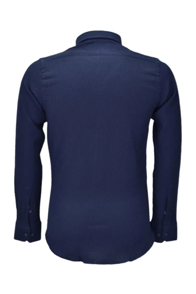 Erkek Silim Fit Spor Gofre Uzun Kol Gömlek BGL-ST03898 - Resim 12