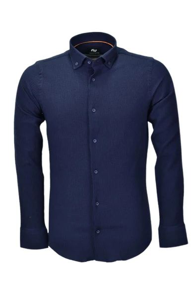 Erkek Silim Fit Spor Gofre Uzun Kol Gömlek BGL-ST03898 - Resim 8