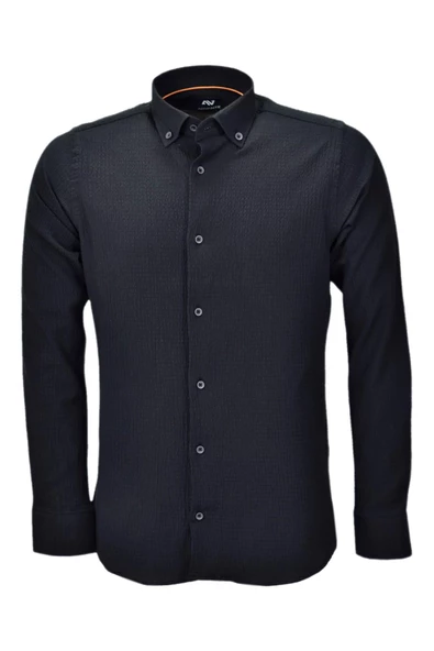 Erkek Silim Fit Spor Gofre Uzun Kol Gömlek BGL-ST03898 - Resim 9