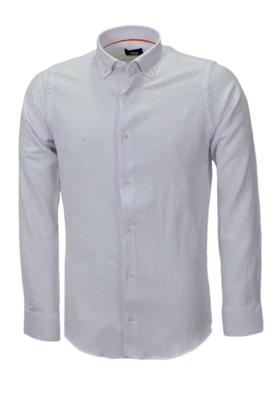 Erkek Silim Fit Spor Gofre Uzun Kol Gömlek BGL-ST03898 - Resim 6