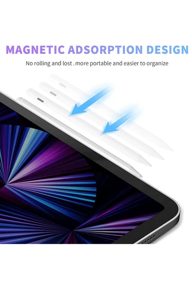 iPad 10,9 Air 4 / 5 / 6 Nesil Uyumlu Avuç İçi Reddetmeli Bluetoothlu Dokunmatik Çizim Yazım Kalemi - 2